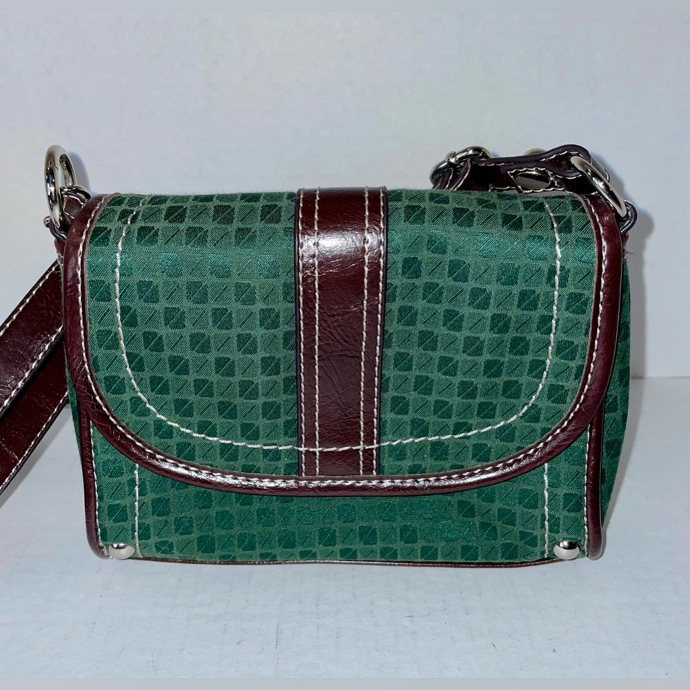 Nine & CO by Nine West Green w/Brown Leather Trim Crossbody Bag Adjustable Strap